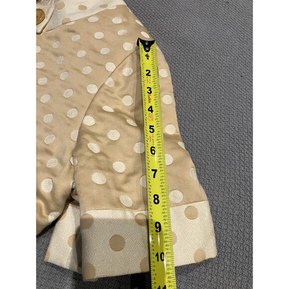 HELGA Vintage Dress, Tan White Polka Dot, Short Sleeve, Lined, Thick, Large (?) - Picture 7 of 9